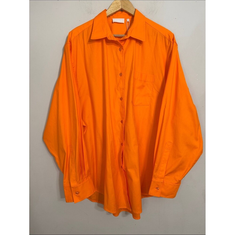 NWT Monday Swimwear La Jolla Stretch Cotton Button Up Shirt 12/14 Dopamine Beach - Picture 2 of 10